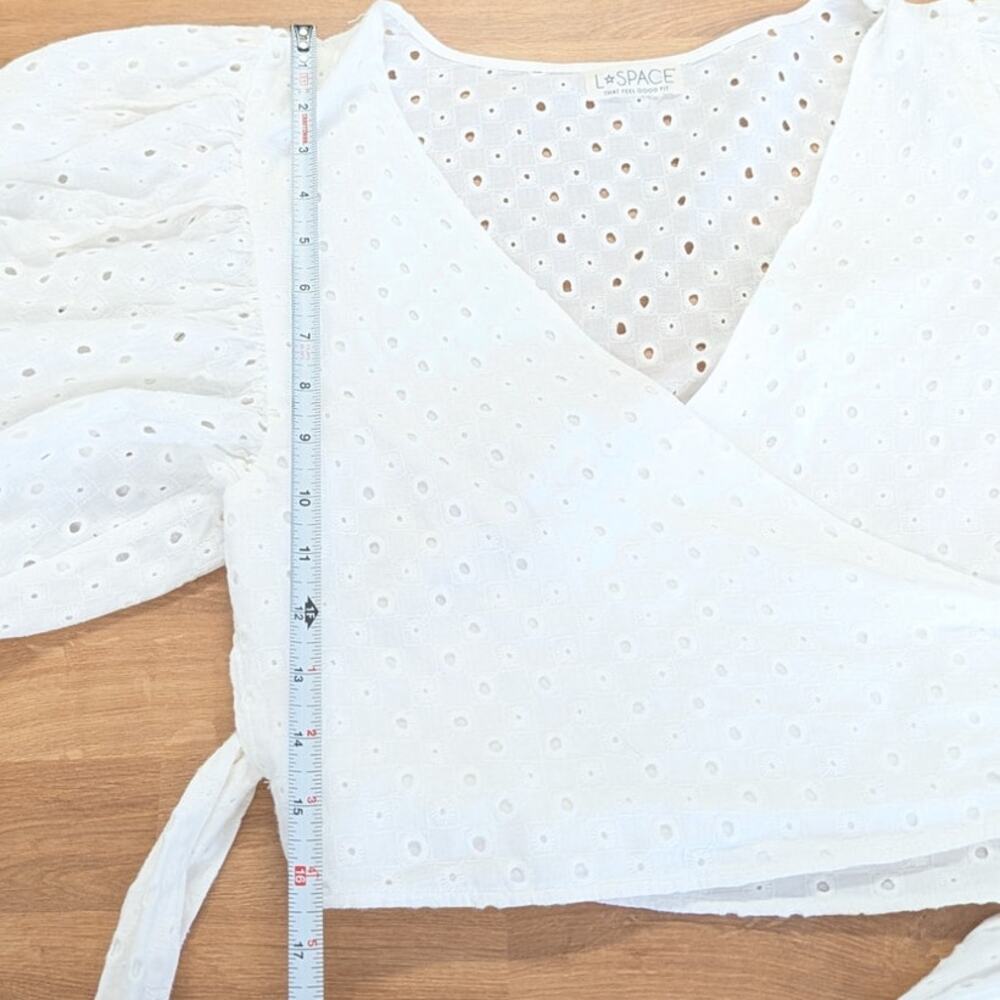 L*Space Anthropologie Amalfi White Eyelet Lace Blousson Sleeve Blouse Top Womens - Picture 6 of 6